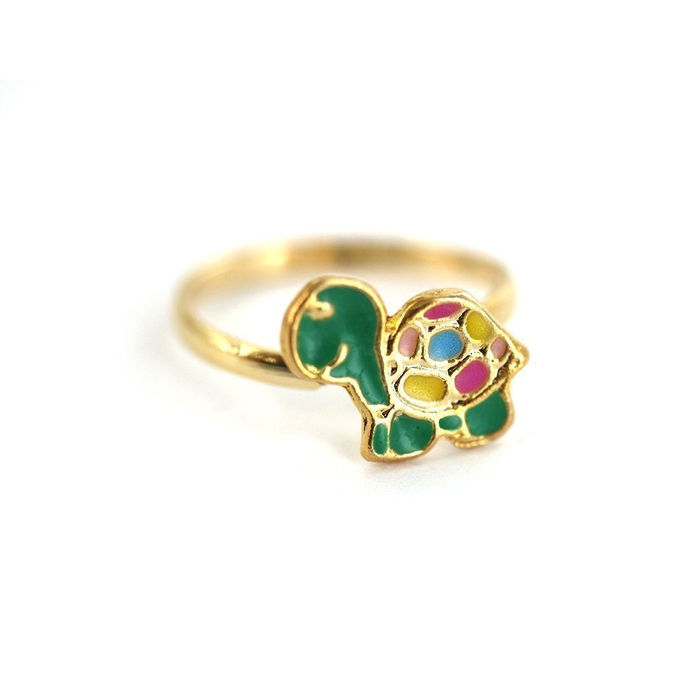 Anillo Ajustable Niño Tortuga Baño Oro R0028