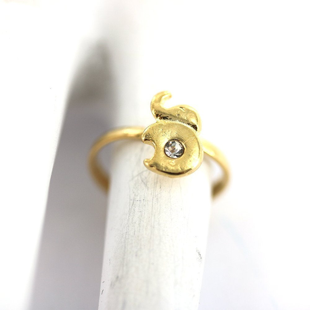 Anillo Ajustable Niño Elefante Baño Oro R0029