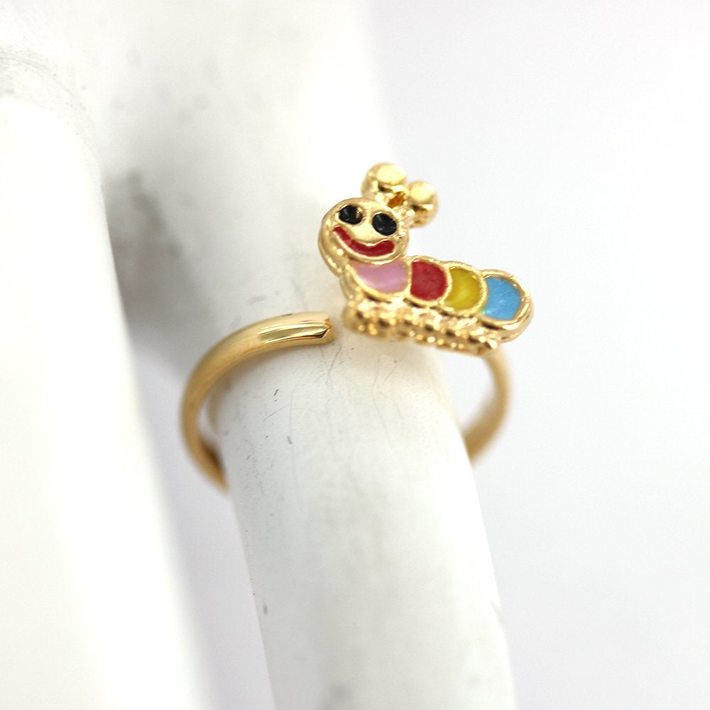 Anillo ajustable Caterpillar Kid chapado en oro R0032