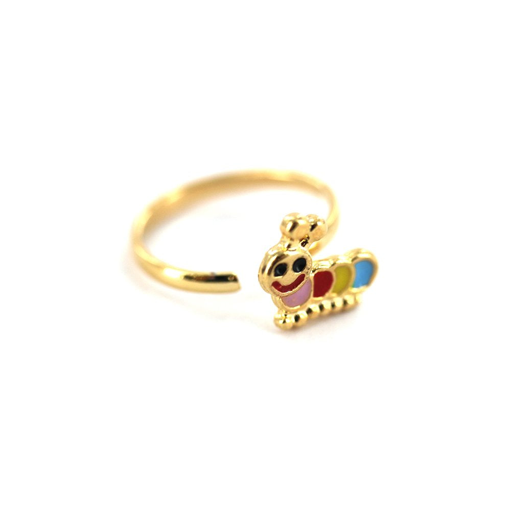 Anillo ajustable Caterpillar Kid chapado en oro R0032