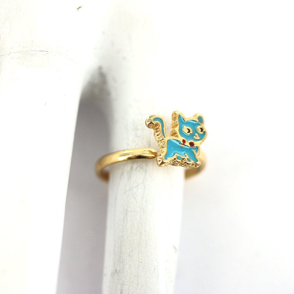 Anillo ajustable Cat Kid chapado en oro R0033