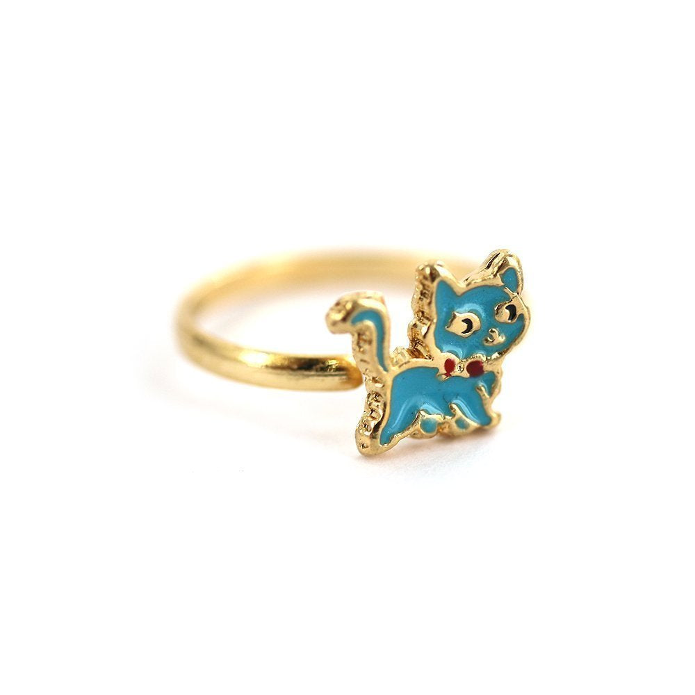 Anillo ajustable Cat Kid chapado en oro R0033