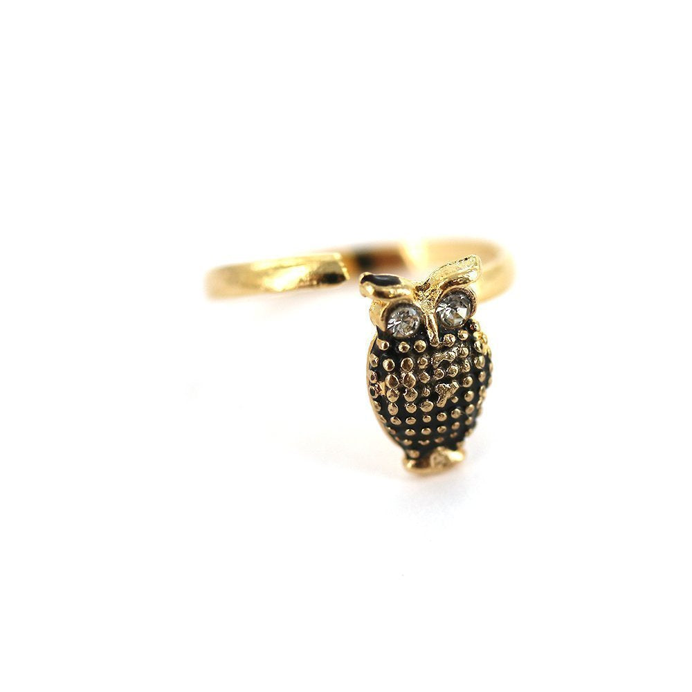 Anillo Ajustable Niño Búho Piedra Bañado Oro R0036