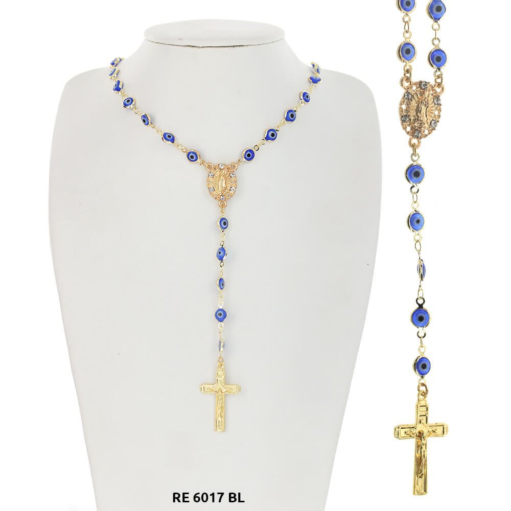 Evil Eye Guadalupe Rosary RE 6017 BL