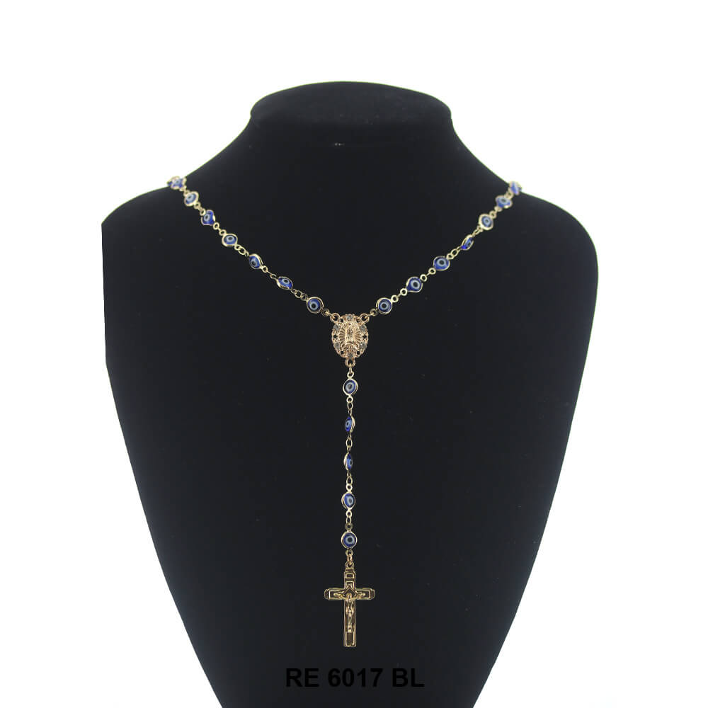 Evil Eye Guadalupe Rosary RE 6017 BL