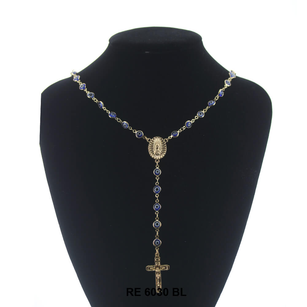 Evil Eye Guadalupe Rosary RE 6030 BL