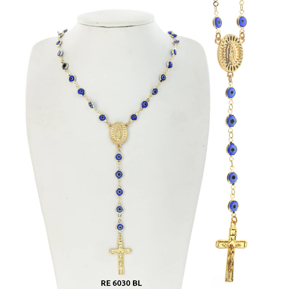 Evil Eye Guadalupe Rosary RE 6030 BL