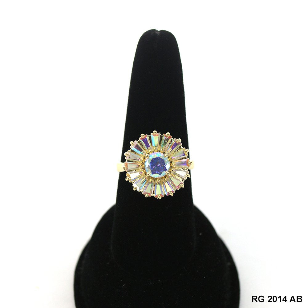 Anillo Flor Redonda CZ RG 2014 AB