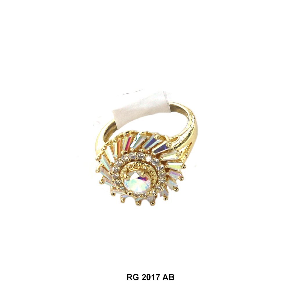 Round Flower CZ Ring RG 2017 AB