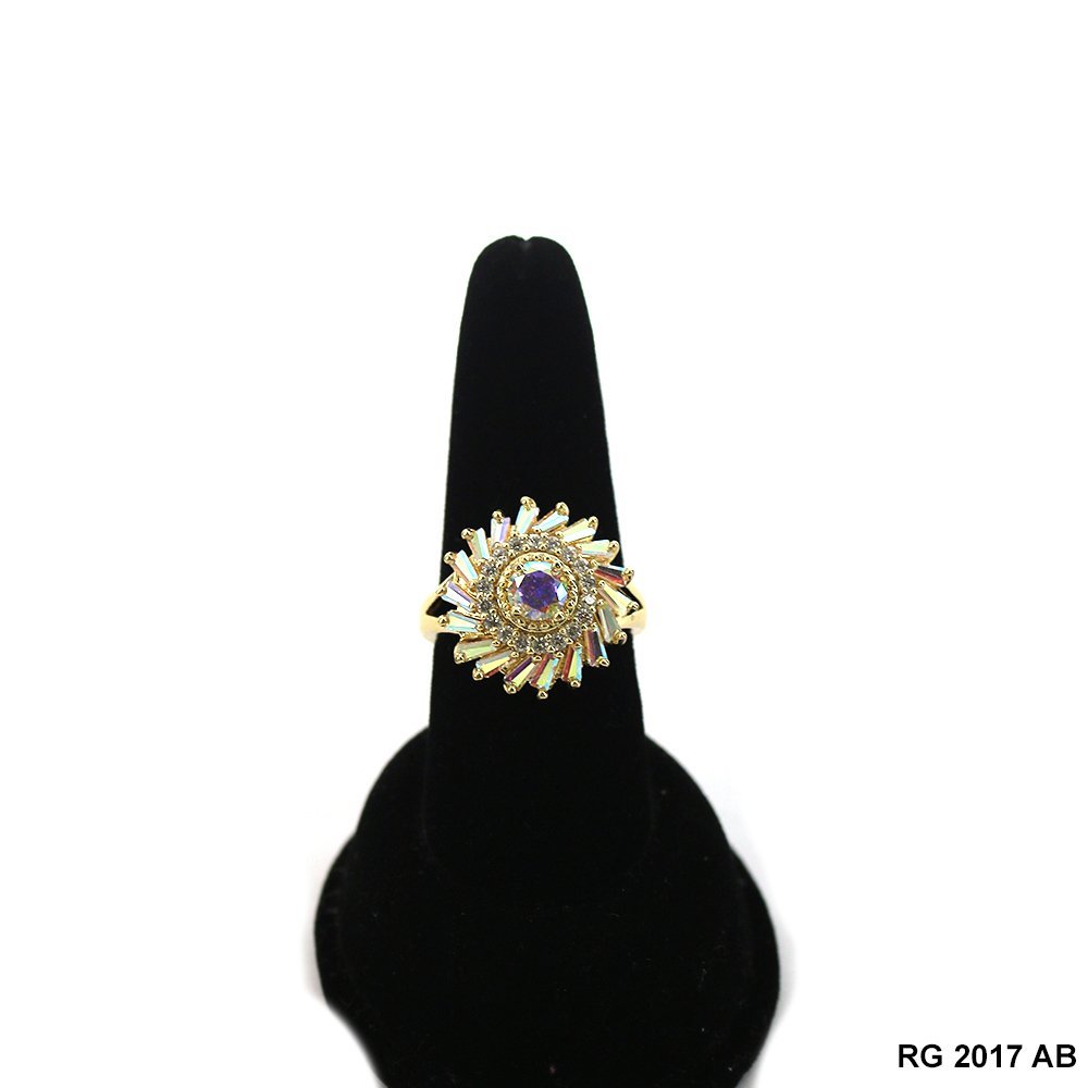 Round Flower CZ Ring RG 2017 AB