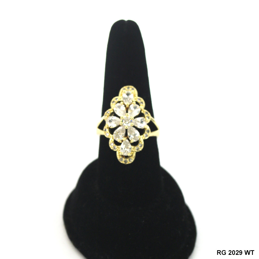 Long Flower CZ Ring RG 2029 W