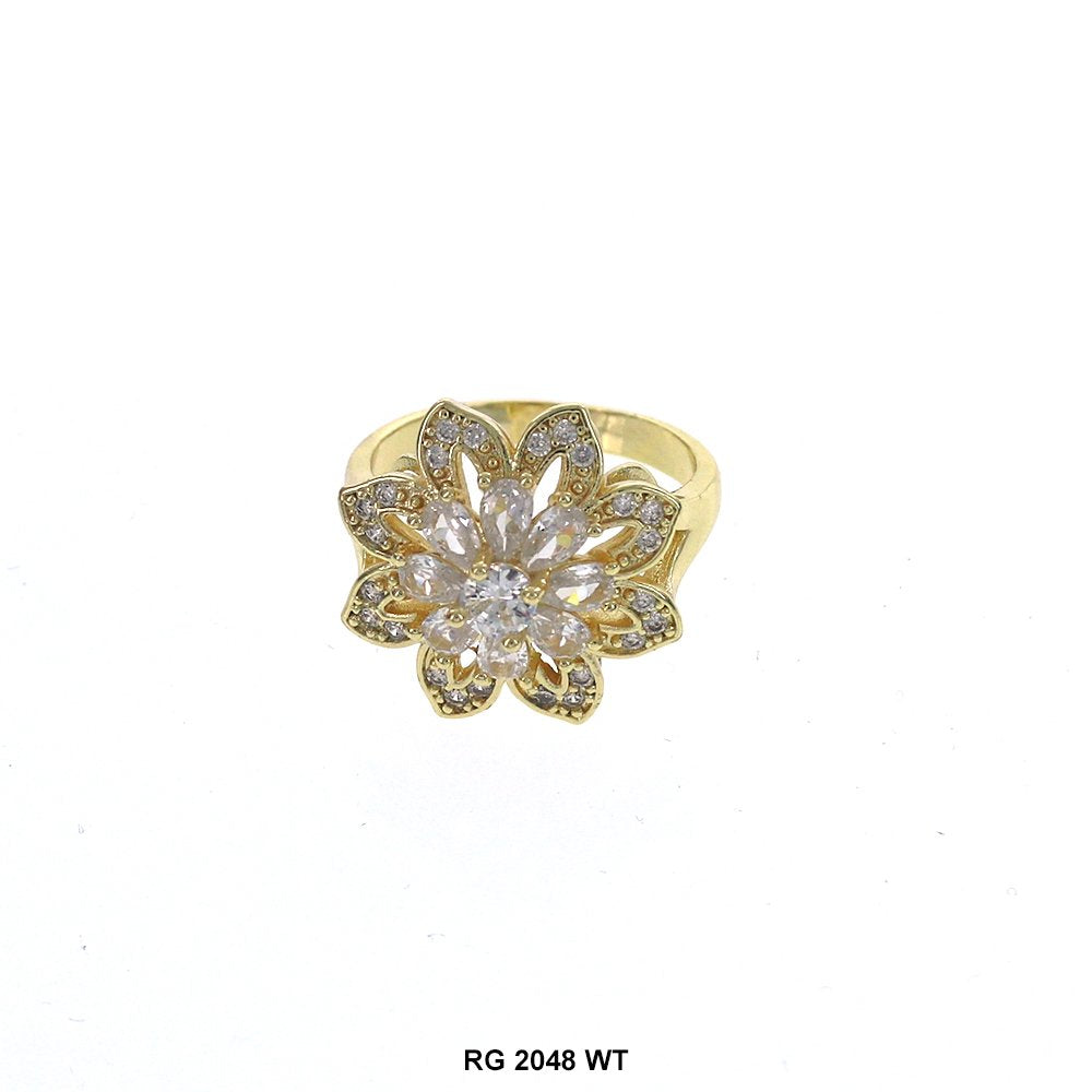 Anillo con diseño floral CZ RG 2048 W