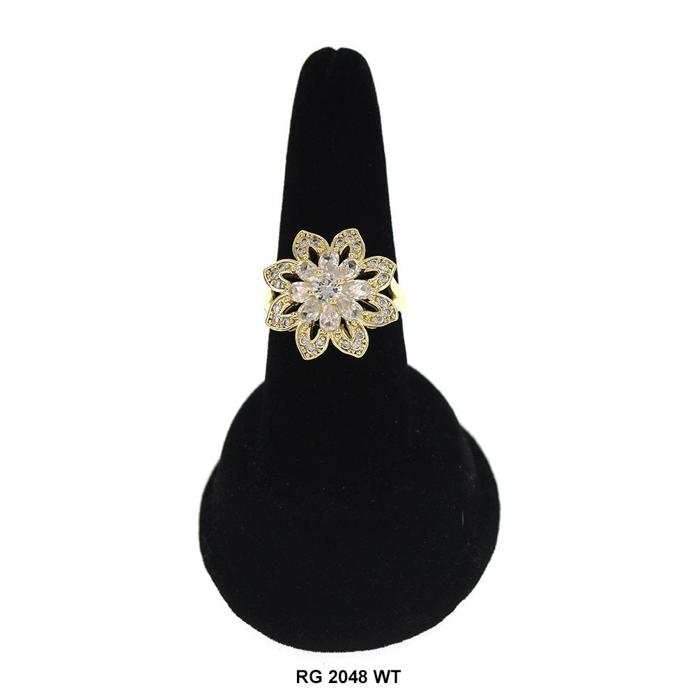 Anillo con diseño floral CZ RG 2048 W