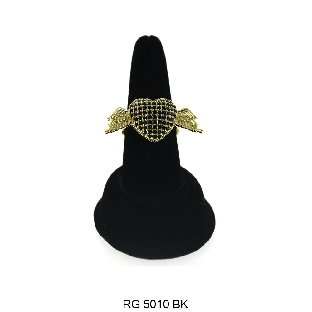 Heart With Wings Design CZ Ring RG 5010 BK