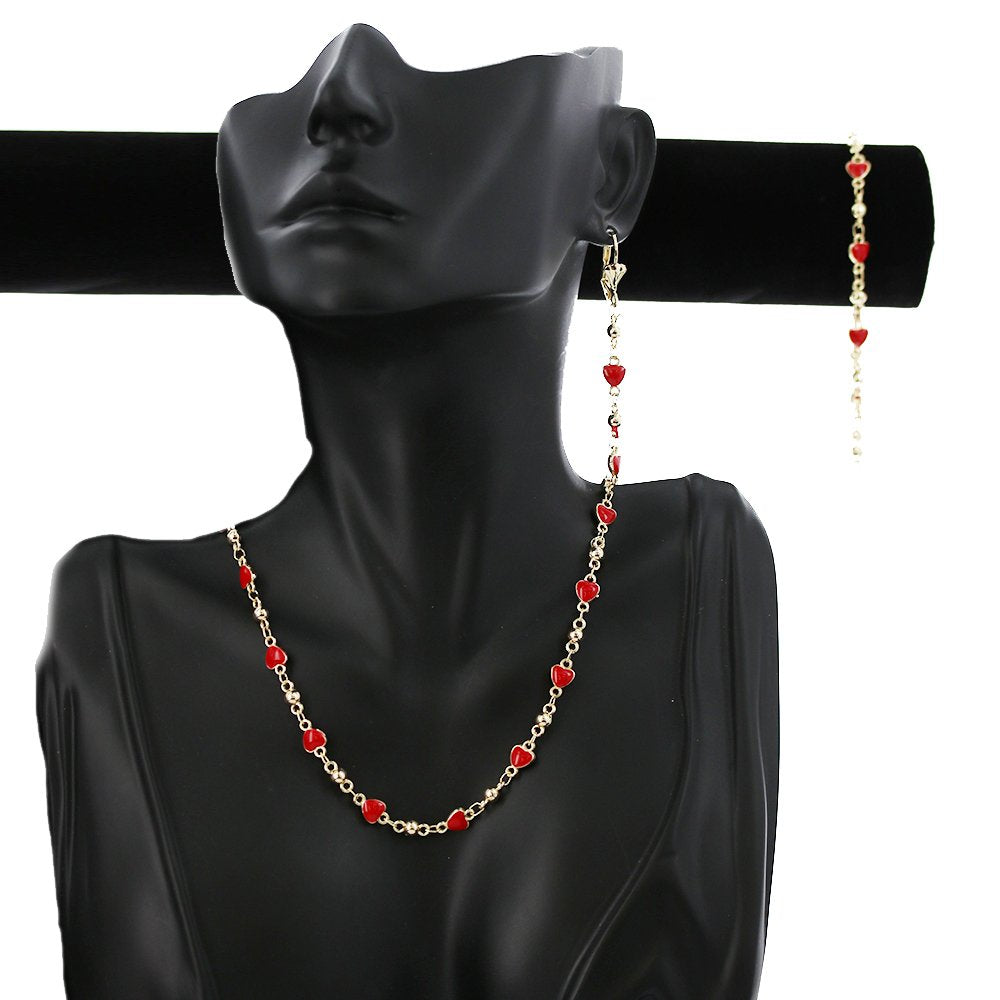 Heart Beads Necklace Set S 1173