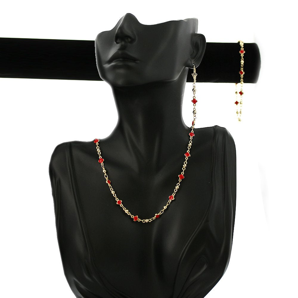 Round Flower Beads Necklace Set S 1175