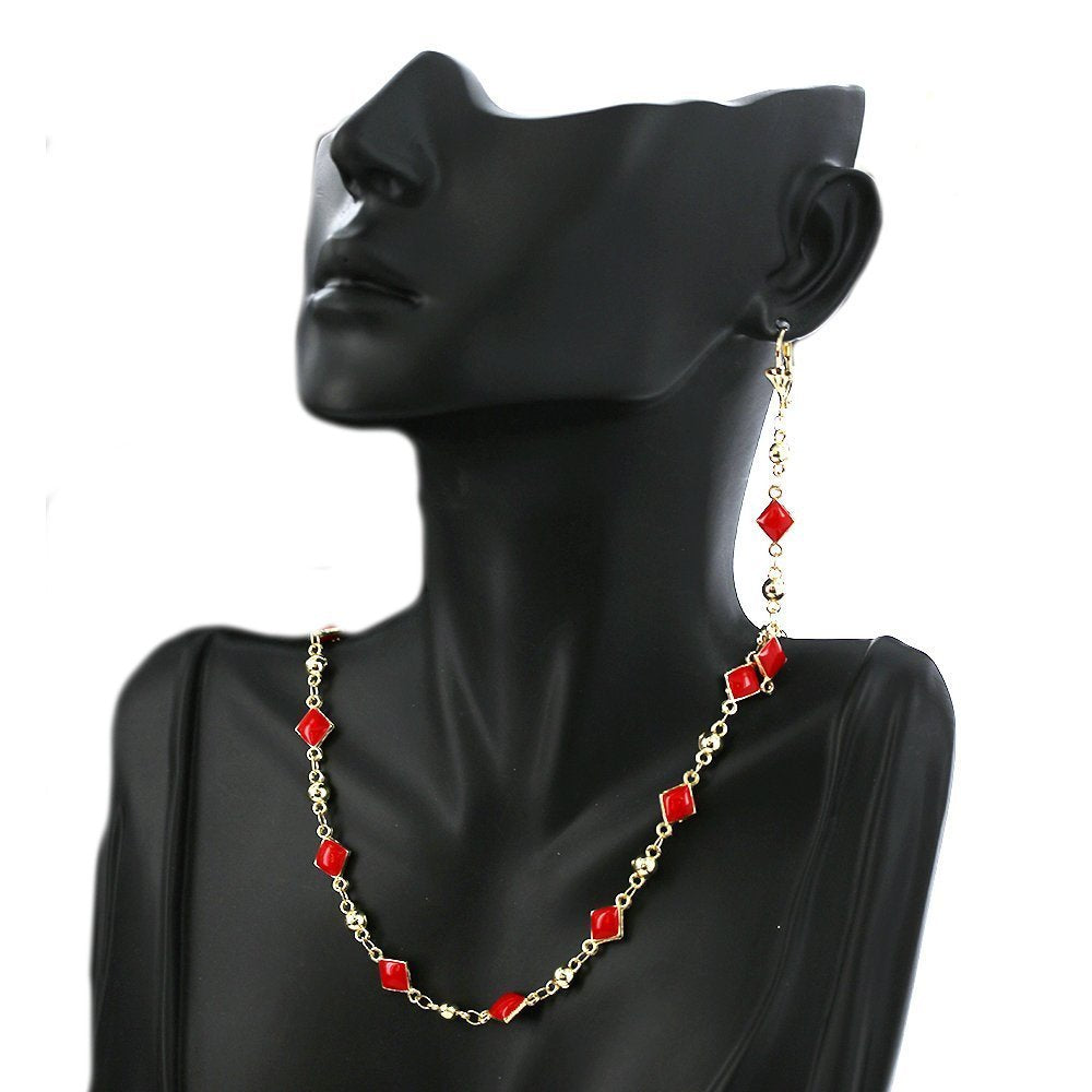 Diagonal Square Beads Necklace Set S 1176