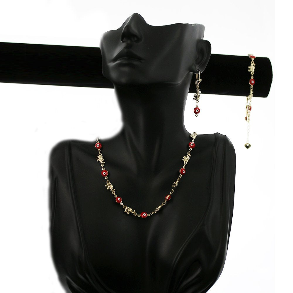 Evil Eye With Elephant Necklace Set S 1192 R