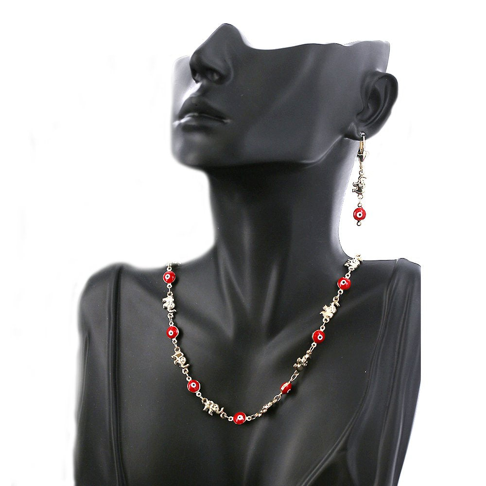 Evil Eye With Elephant Necklace Set S 1192 R