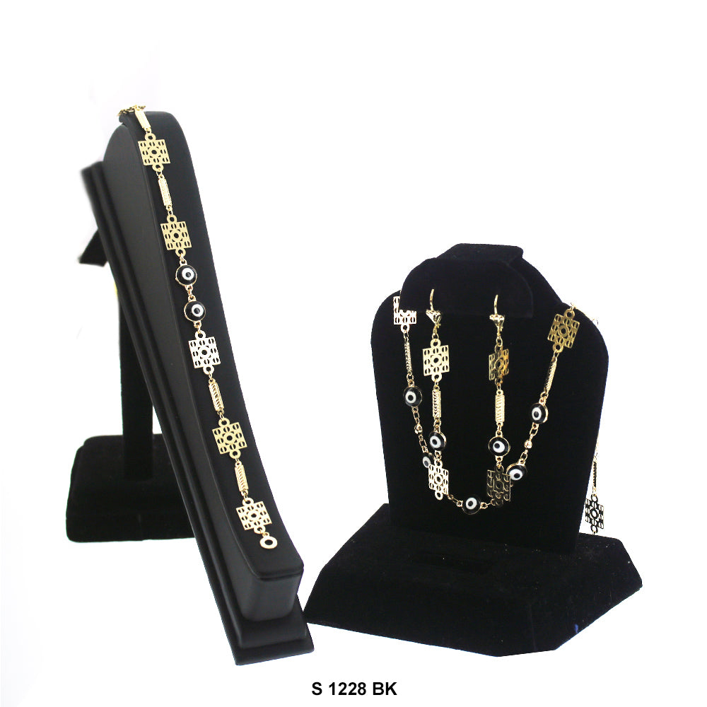 Squares With Evil Eye Necklace Set S 1228 BK