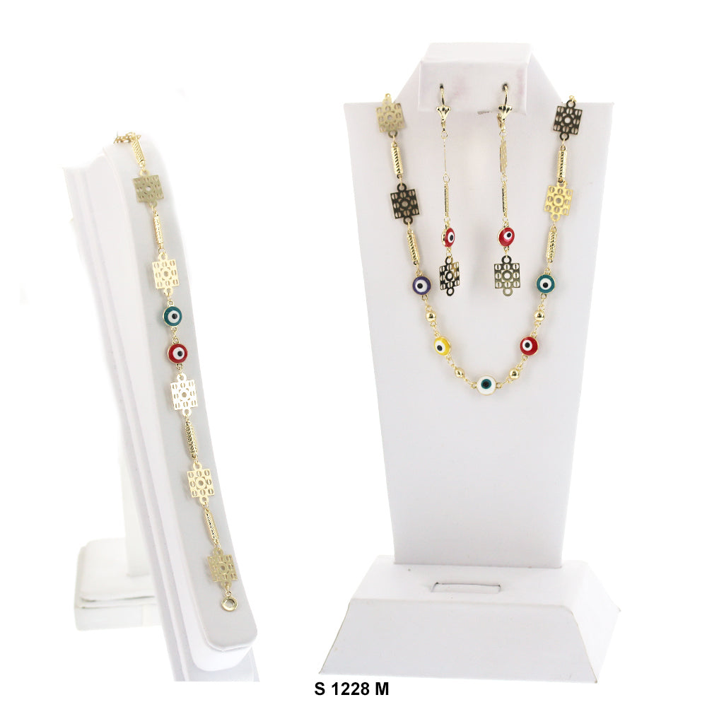 Squares With Evil Eye Necklace Set S 1228 M