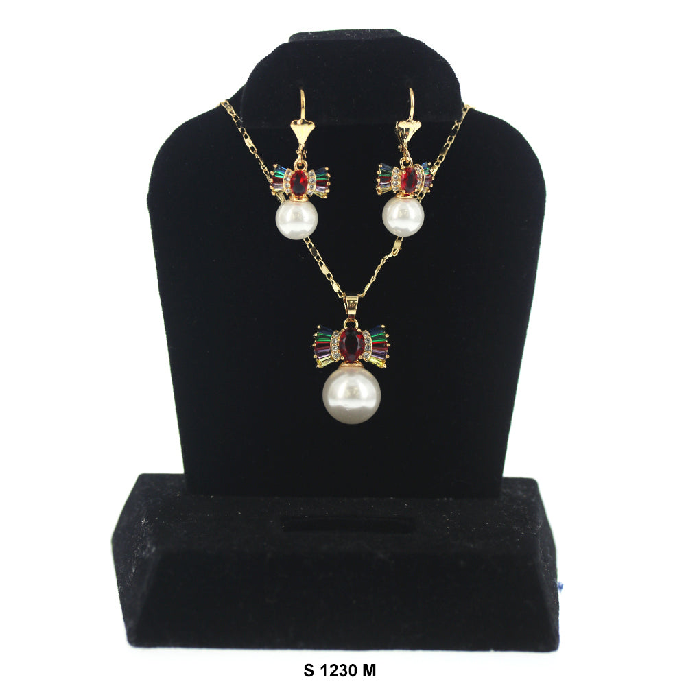 Bow With Pearl Necklace Set S 1230 M