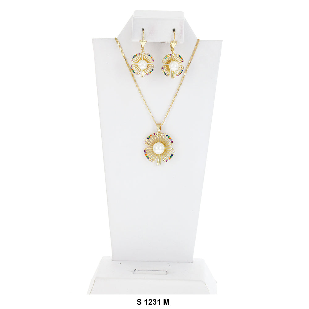 Flower With Pearl Necklace Set S 1231 M