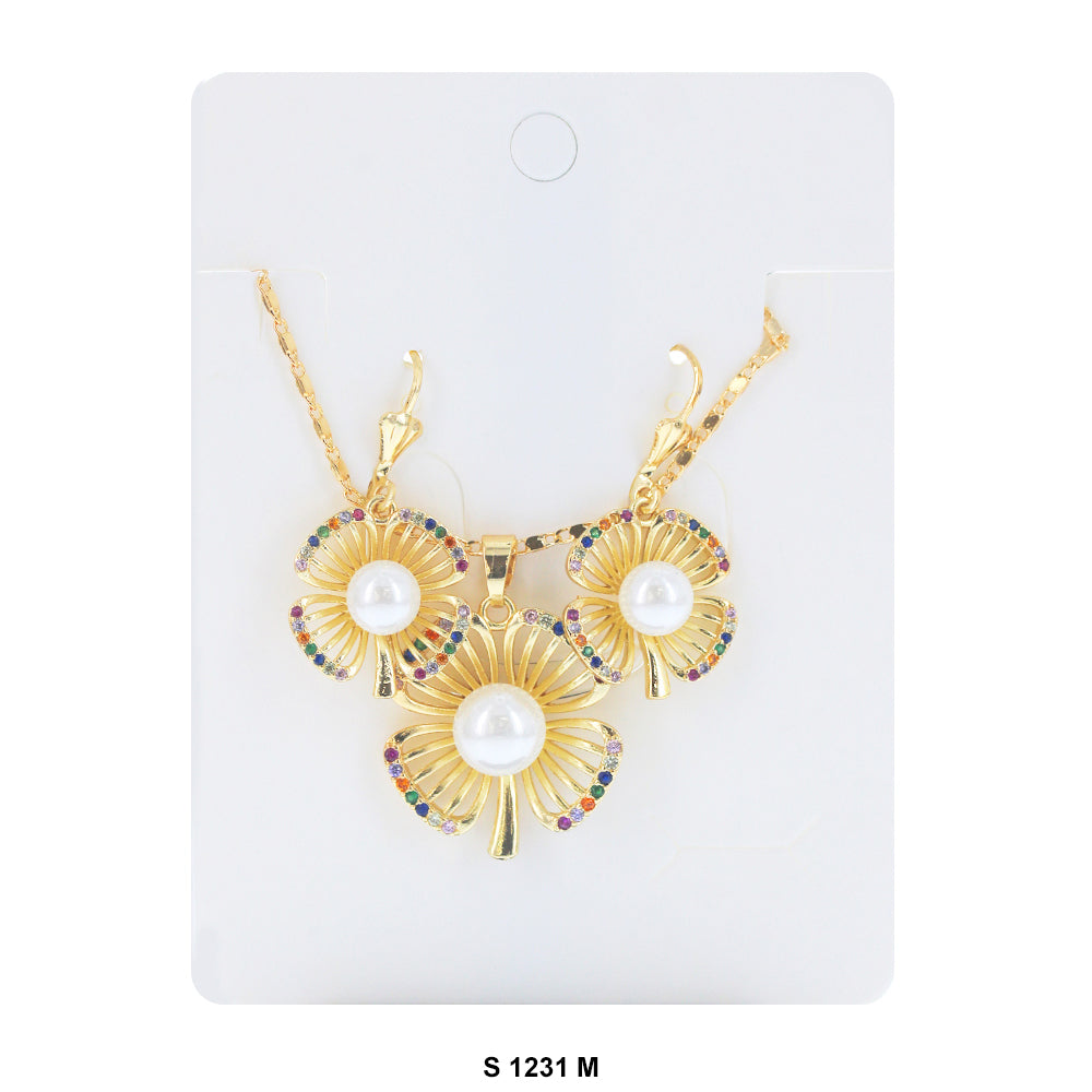 Flower With Pearl Necklace Set S 1231 M