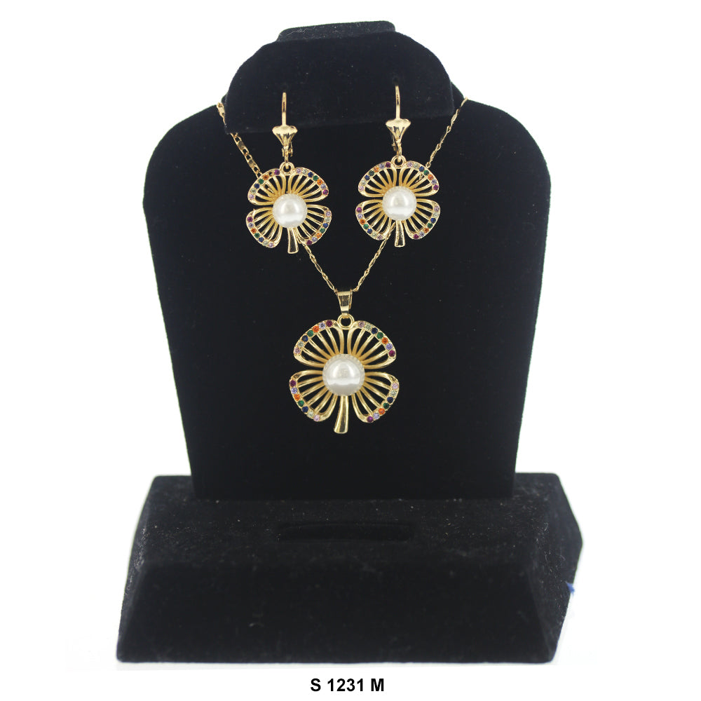 Flower With Pearl Necklace Set S 1231 M