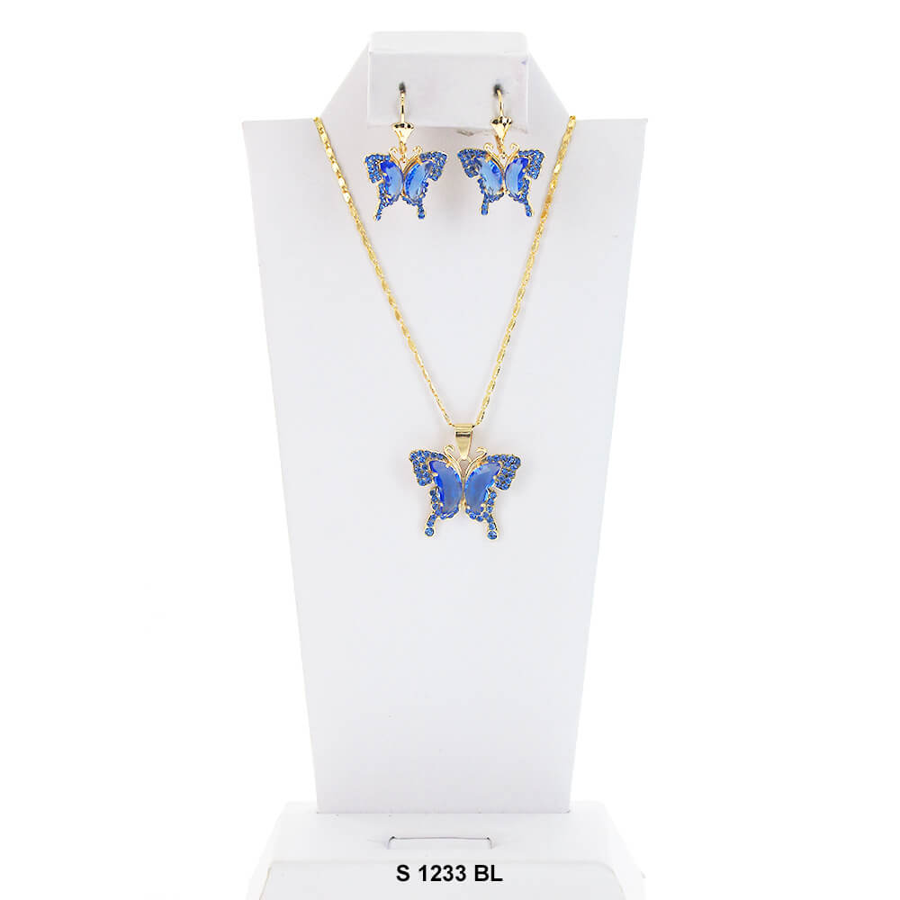 Butterfly Necklace Set S 1233 BL