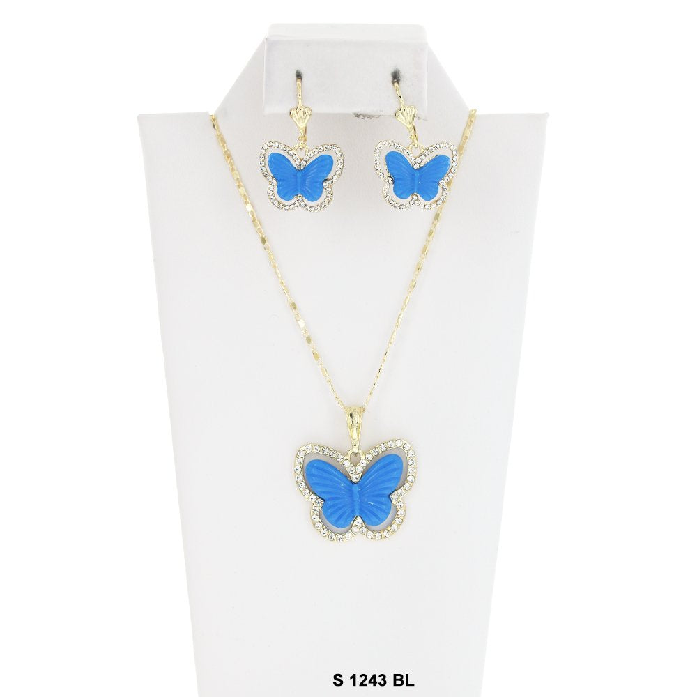 Butterfly Necklace Set S 1243 BL