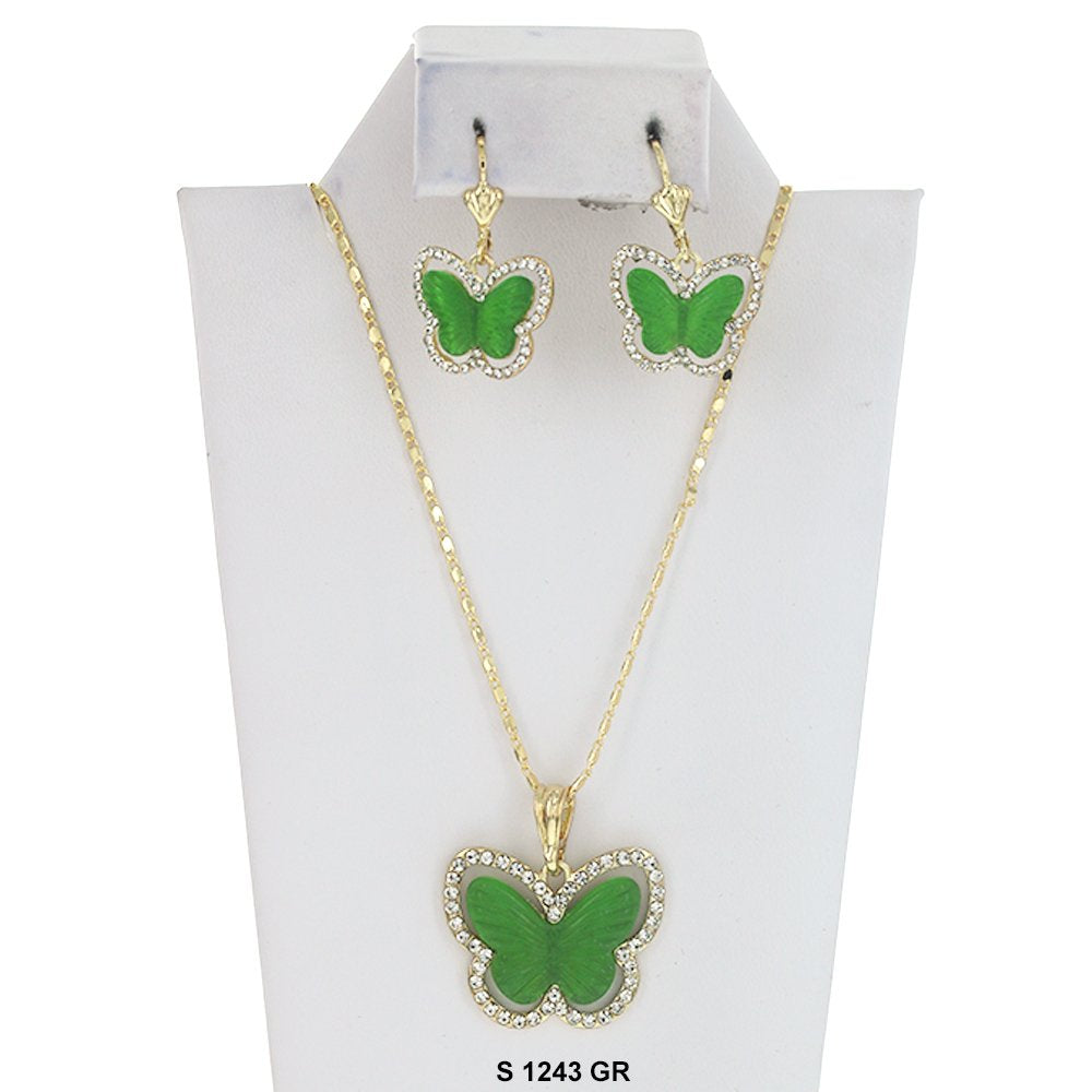 Butterfly Necklace Set S 1243 GR