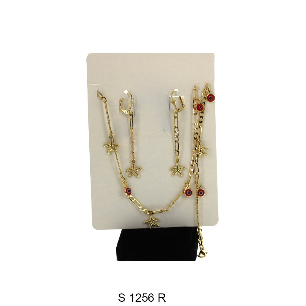 Star Fish With Evil Eye Necklace Set S 1256 R