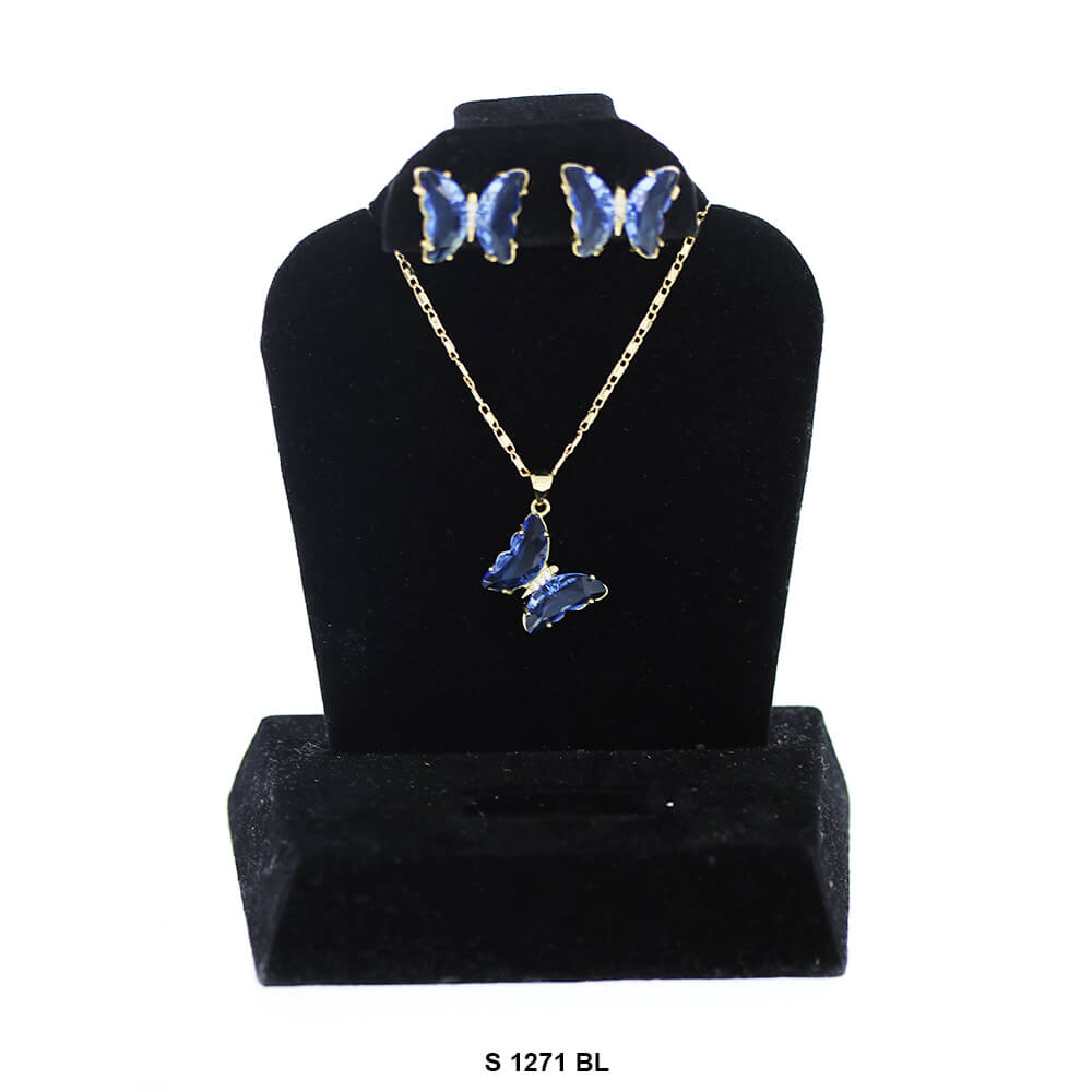 Butterfly Necklace Set S 1271 BL