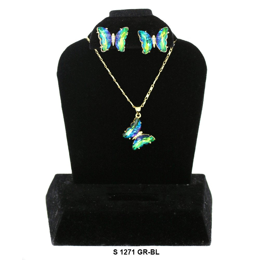 Conjunto Collar Mariposa S 1271 GR-BL