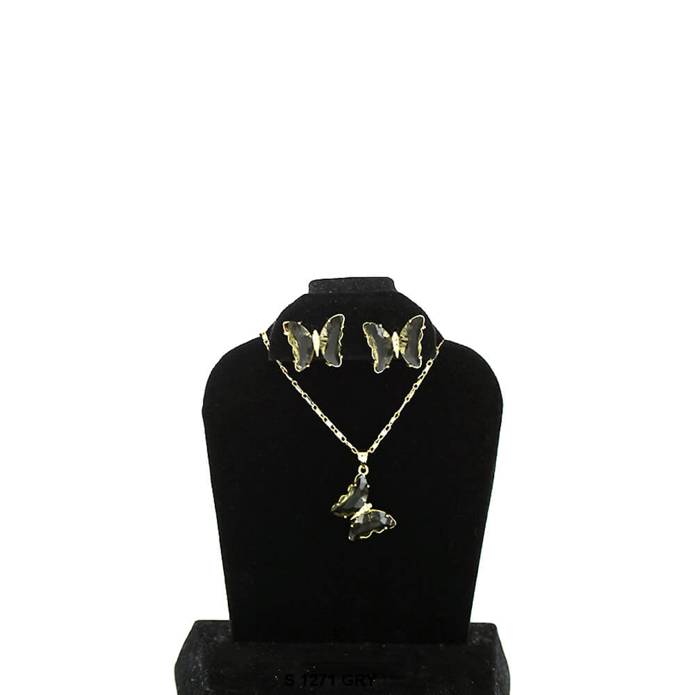 Butterfly Necklace Set S 1271 GRY