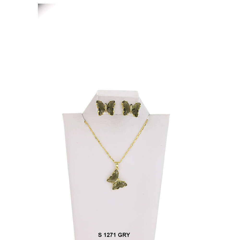 Butterfly Necklace Set S 1271 GRY