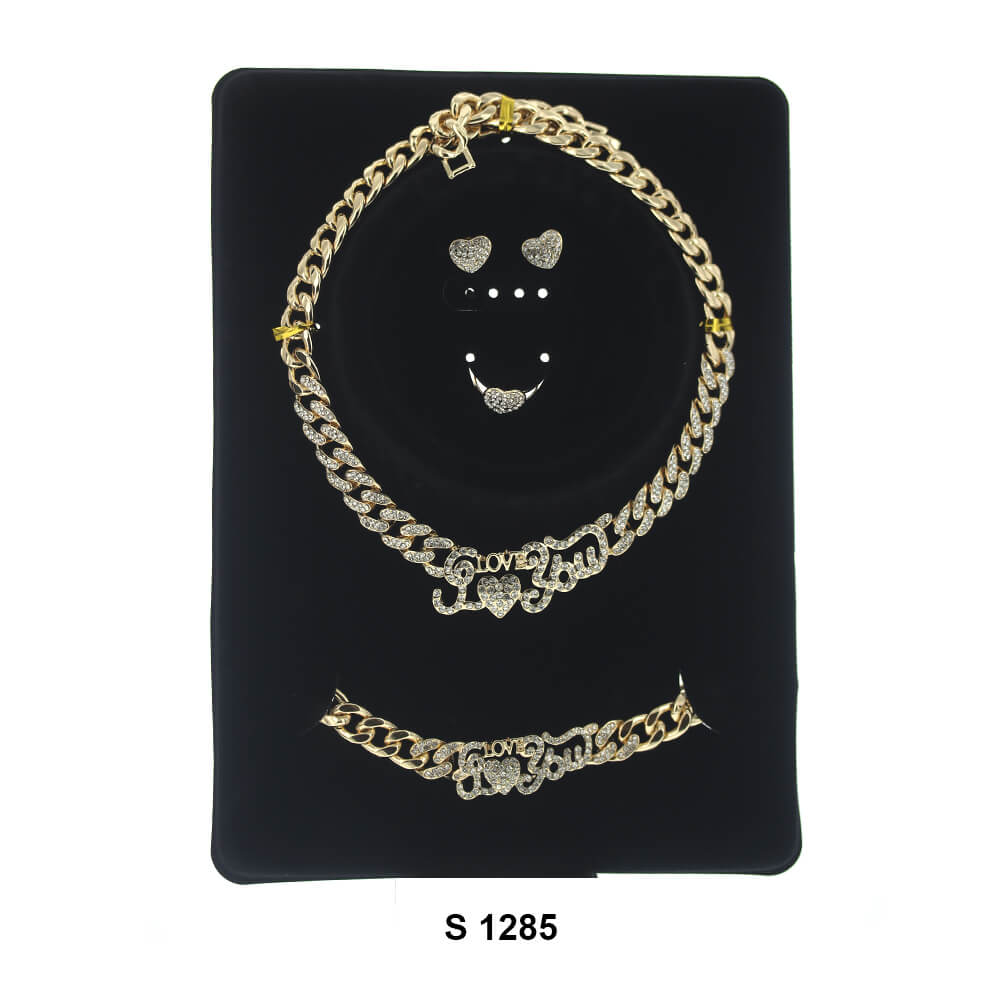 I Love You CZ Necklace Set S 1285