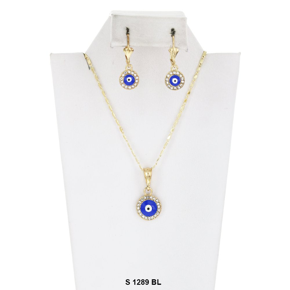 Conjunto de collar de mal de ojo S 1289 BL