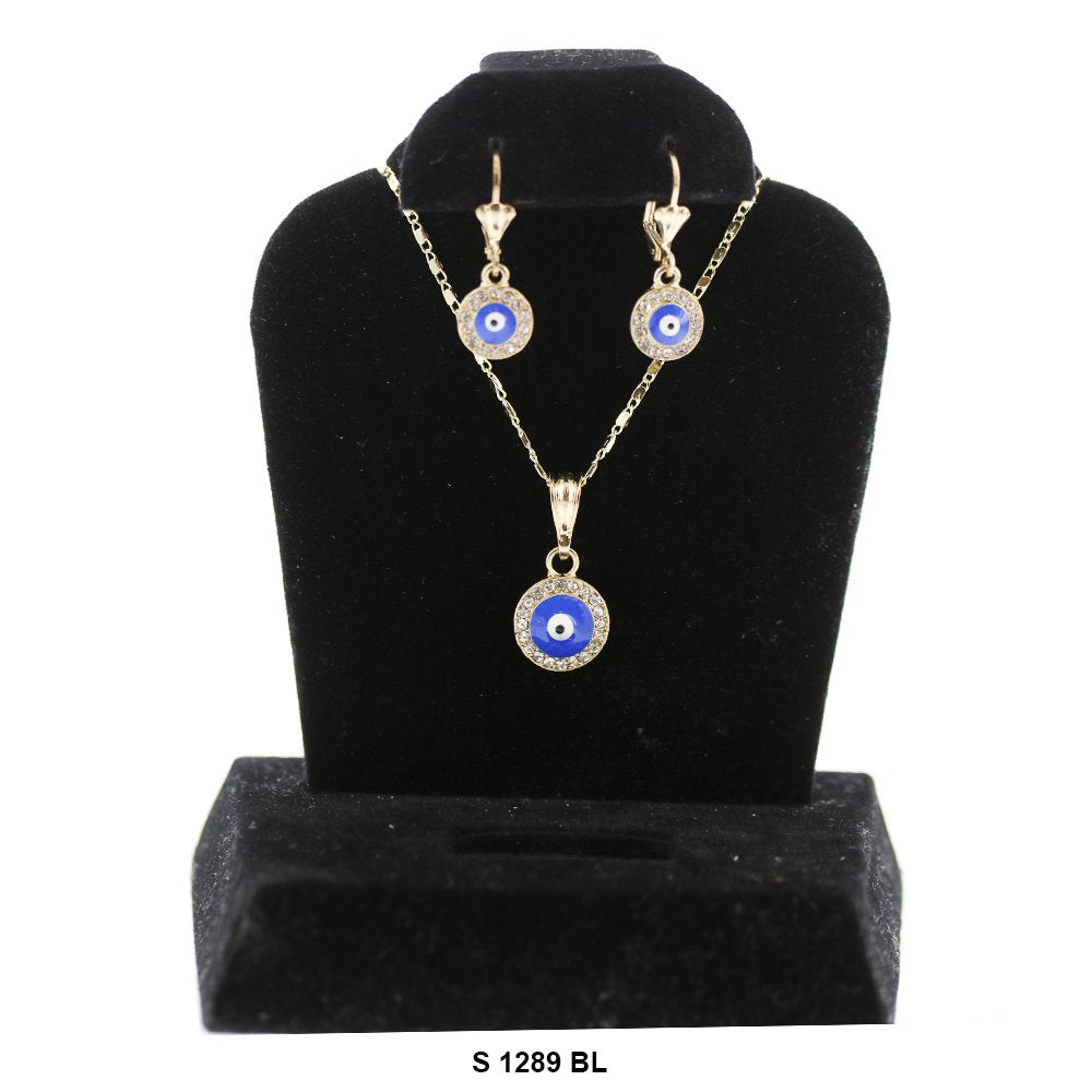 Conjunto de collar de mal de ojo S 1289 BL