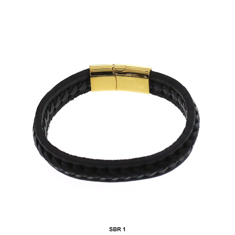 Stainless Steel Leather Bracelet SBR 1