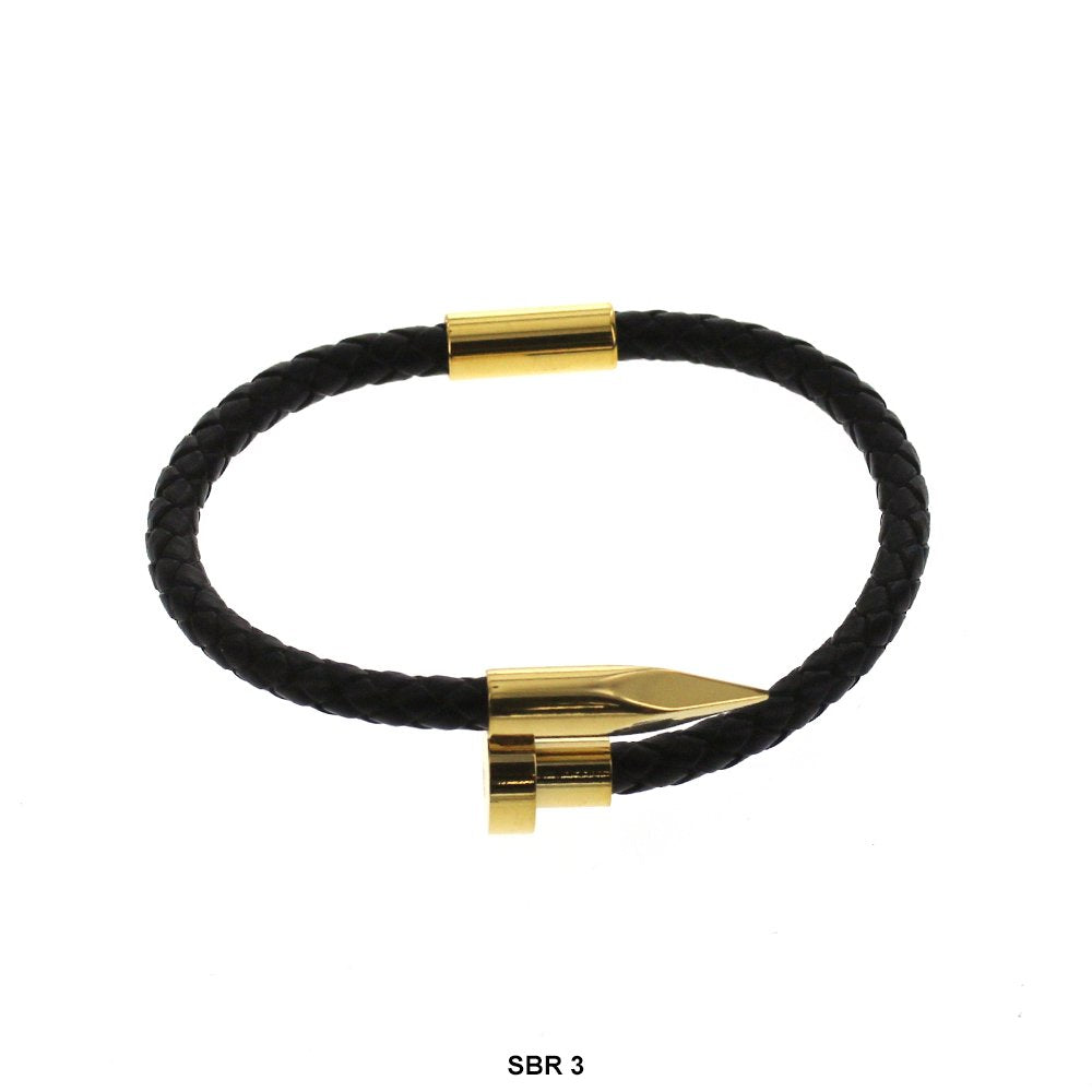 Stainless Steel Leather Bracelet SBR 3