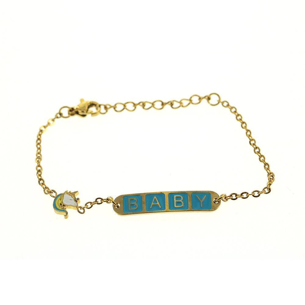 Stainless Steel Kids ID Bracelet SBR 338 BL