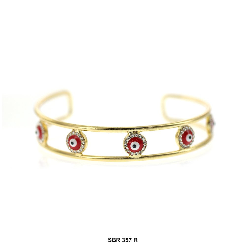 Evil Eye Open Bangle Bracelet SBR 357 R