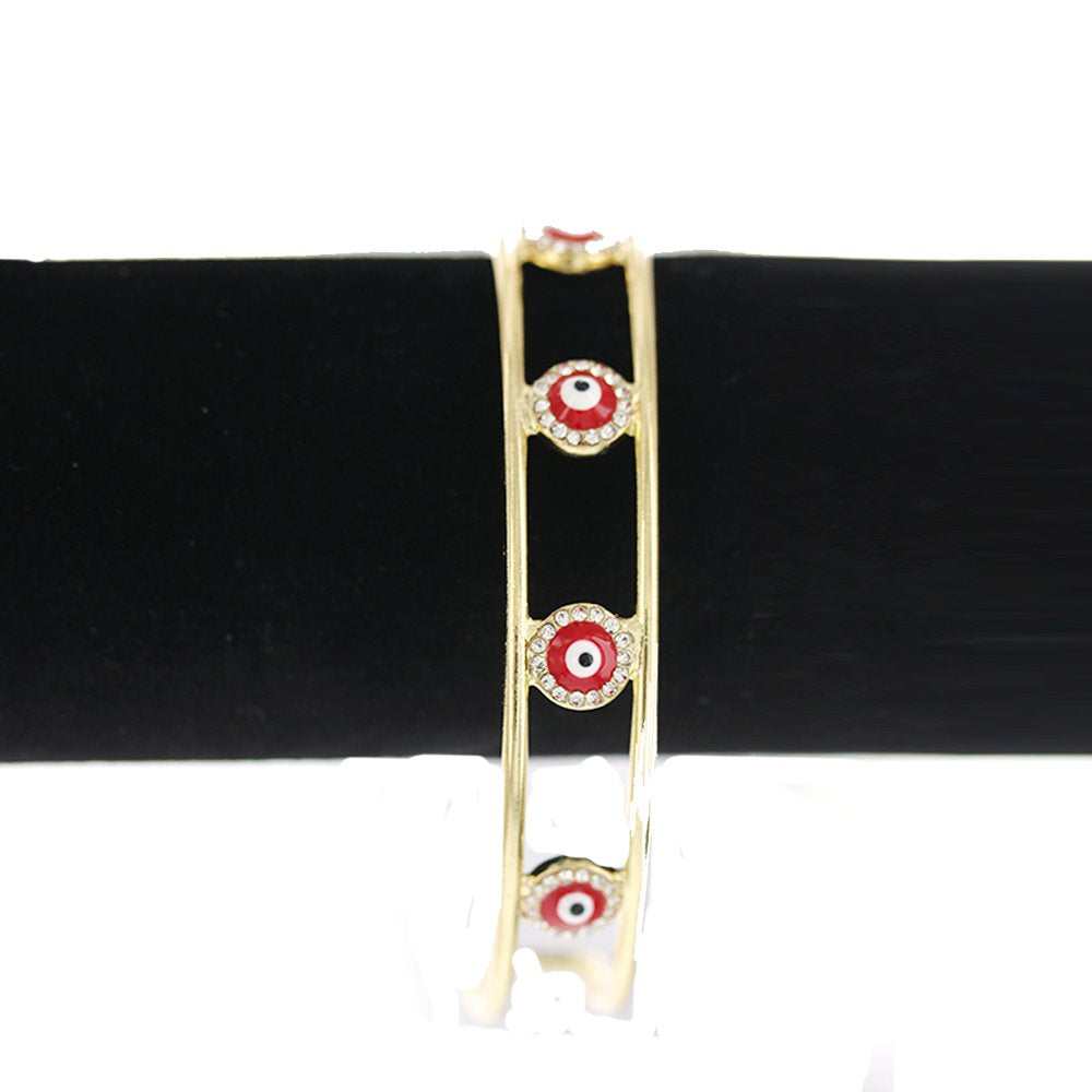 Evil Eye Open Bangle Bracelet SBR 357 R