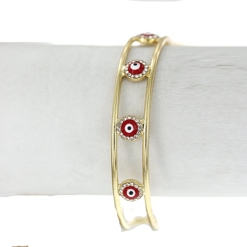 Evil Eye Open Bangle Bracelet SBR 357 R