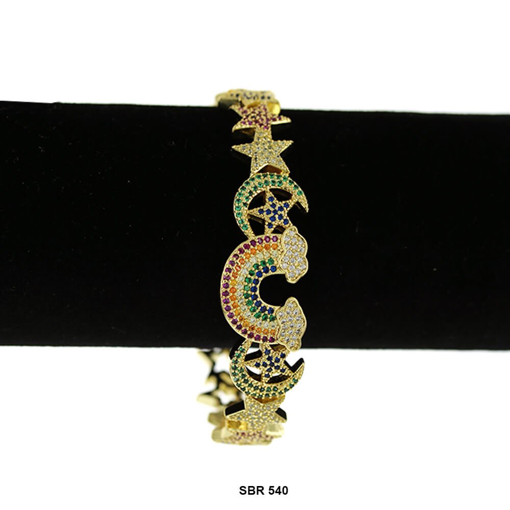 Rainbow Star And Moon Open Bangle Bracelet SBR 540