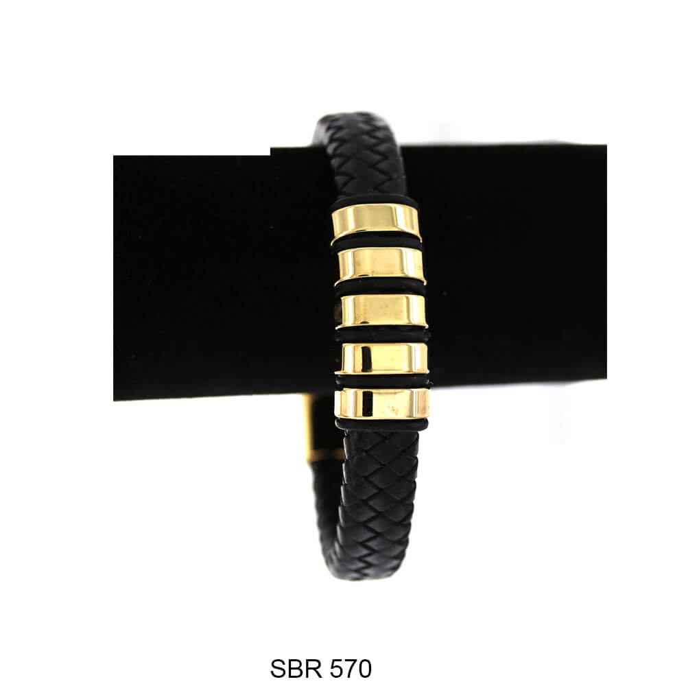 Stainless Steel Leather Bracelet SBR 570