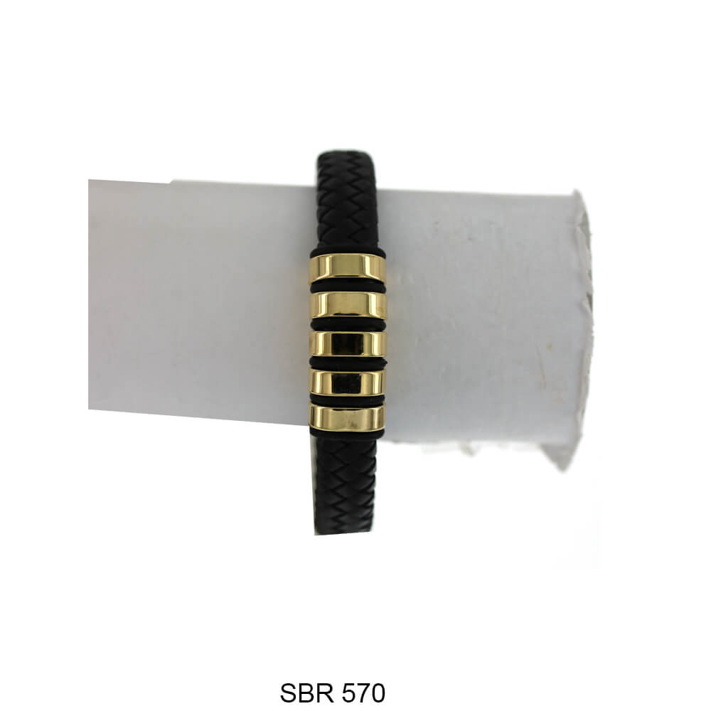 Stainless Steel Leather Bracelet SBR 570