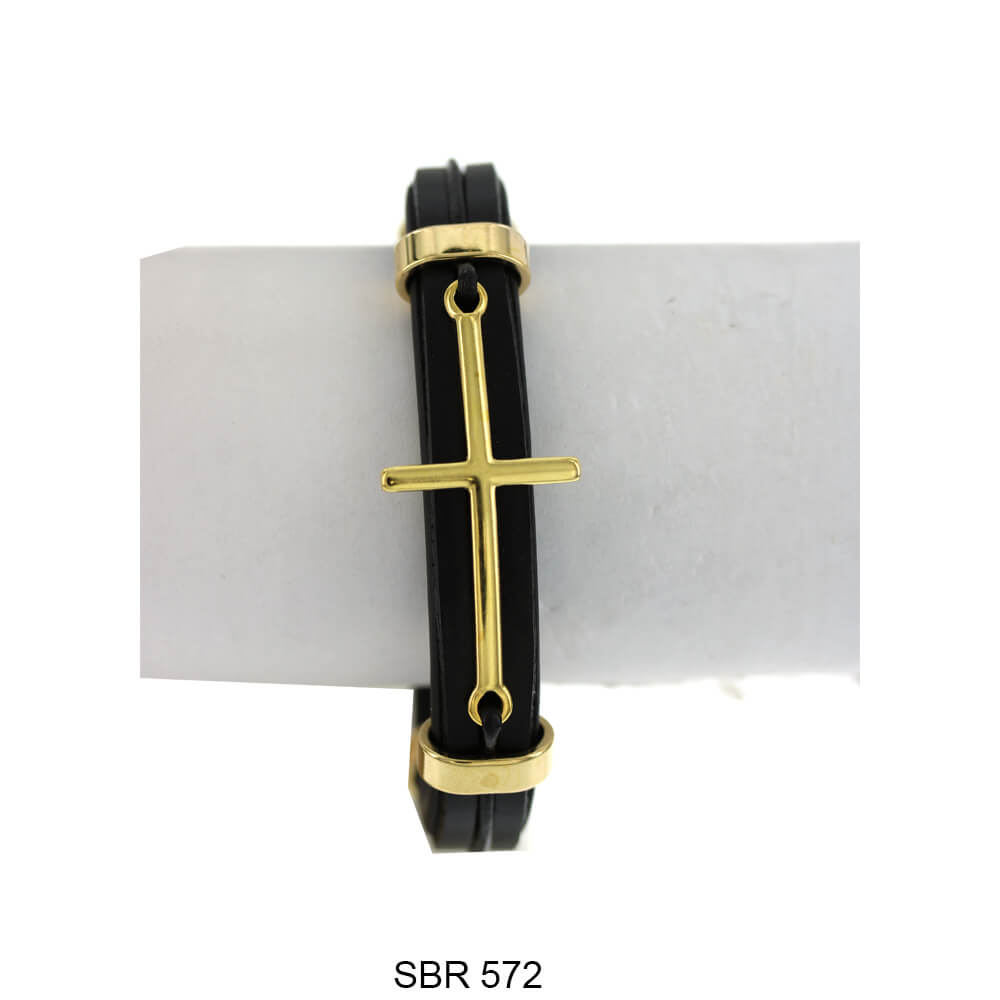 Stainless Steel Leather Bracelet SBR 572